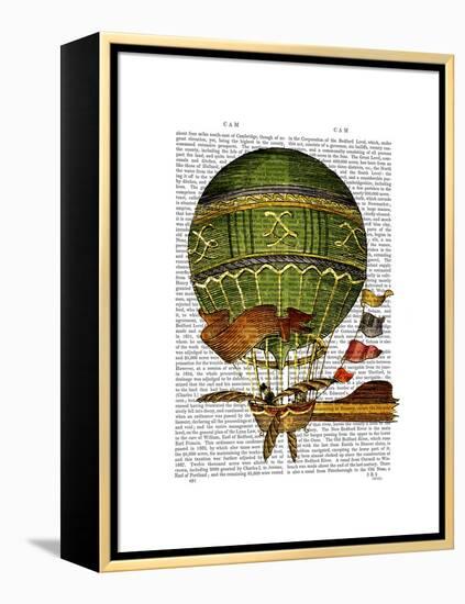 Hot Air Balloon Green-Fab Funky-Framed Stretched Canvas