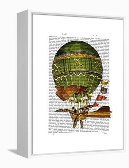 Hot Air Balloon Green-Fab Funky-Framed Stretched Canvas