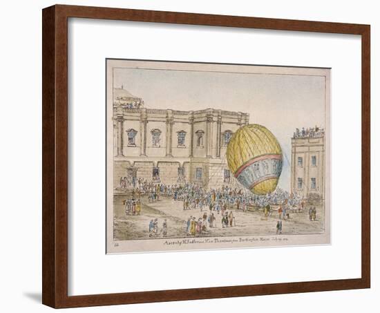 Hot Air Balloon in the Courtyard of Burlington House, Piccadilly, Westminster, London, 1814-James Gillray-Framed Giclee Print