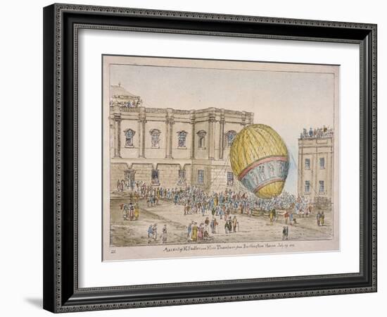 Hot Air Balloon in the Courtyard of Burlington House, Piccadilly, Westminster, London, 1814-James Gillray-Framed Giclee Print