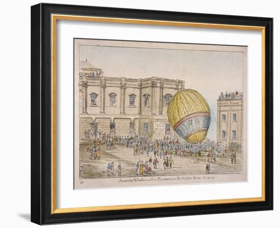 Hot Air Balloon in the Courtyard of Burlington House, Piccadilly, Westminster, London, 1814-James Gillray-Framed Giclee Print