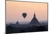 Hot Air Balloon over Temples on a Misty Morning at Dawn, Bagan (Pagan), Myanmar (Burma)-Stephen Studd-Mounted Photographic Print