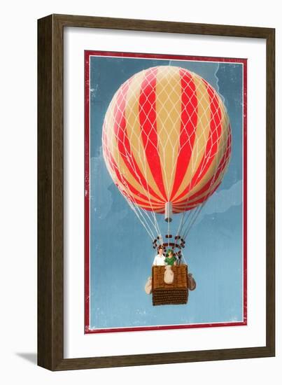 Hot Air Balloon Tours - Vintage Sign-Lantern Press-Framed Art Print