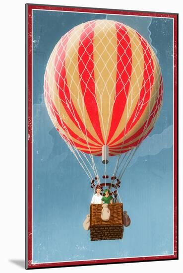 Hot Air Balloon Tours - Vintage Sign-Lantern Press-Mounted Art Print