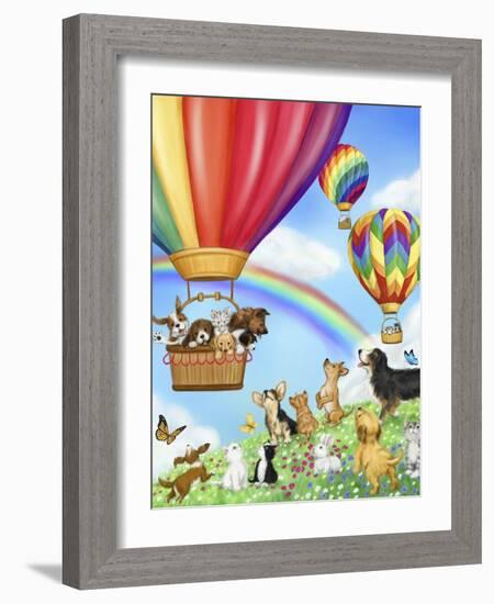 Hot Air Balloon with Dog and Cat-MAKIKO-Framed Giclee Print