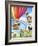 Hot Air Balloon with Dog and Cat-MAKIKO-Framed Giclee Print