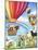 Hot Air Balloon with Dog and Cat-MAKIKO-Mounted Giclee Print