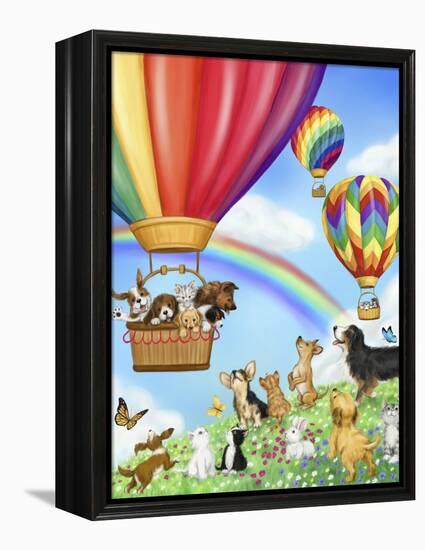 Hot Air Balloon with Dog and Cat-MAKIKO-Framed Premier Image Canvas