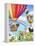Hot Air Balloon with Dog and Cat-MAKIKO-Framed Premier Image Canvas