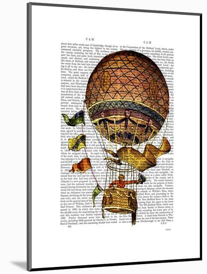 Hot Air Balloon with Flags-Fab Funky-Mounted Art Print