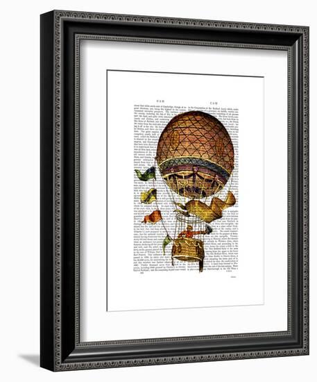 Hot Air Balloon with Flags-Fab Funky-Framed Art Print