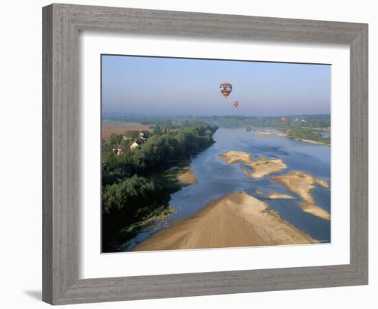 Hot Air Ballooning Above the Loire River, Blois Region, Pays De Loire, France-Bruno Barbier-Framed Photographic Print