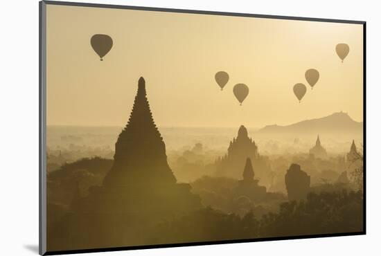 Hot air balloons above the temples of Bagan (Pagan), Myanmar (Burma), Asia-Janette Hill-Mounted Photographic Print