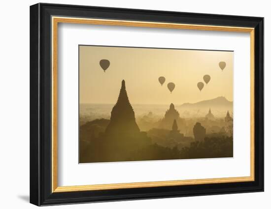 Hot air balloons above the temples of Bagan (Pagan), Myanmar (Burma), Asia-Janette Hill-Framed Photographic Print