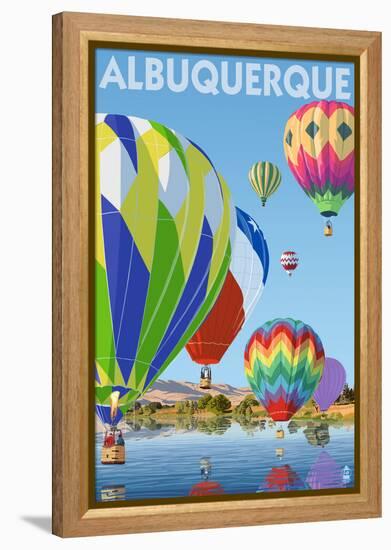 Hot Air Balloons - Albuquerque, New Mexico-Lantern Press-Framed Stretched Canvas