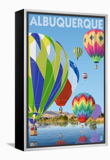 Hot Air Balloons - Albuquerque, New Mexico-Lantern Press-Framed Stretched Canvas