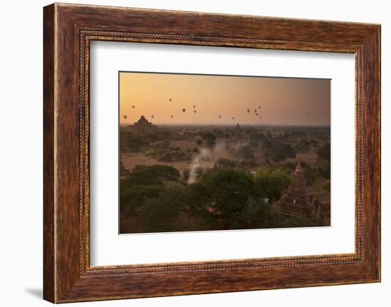 Hot Air Balloons at Sunrise Above Bagan (Pagan), Myanmar (Burma), Asia-Colin Brynn-Framed Photographic Print