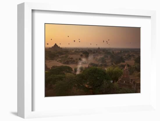 Hot Air Balloons at Sunrise Above Bagan (Pagan), Myanmar (Burma), Asia-Colin Brynn-Framed Photographic Print