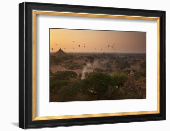 Hot Air Balloons at Sunrise Above Bagan (Pagan), Myanmar (Burma), Asia-Colin Brynn-Framed Photographic Print