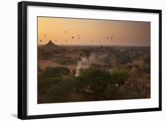 Hot Air Balloons at Sunrise Above Bagan (Pagan), Myanmar (Burma), Asia-Colin Brynn-Framed Photographic Print