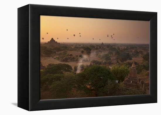 Hot Air Balloons at Sunrise Above Bagan (Pagan), Myanmar (Burma), Asia-Colin Brynn-Framed Premier Image Canvas
