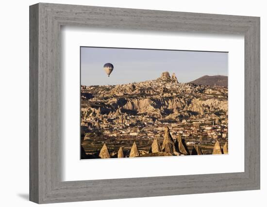 Hot Air Balloons Flying Among Rock Formations at Sunrise in the Red Valley-Ben Pipe-Framed Photographic Print