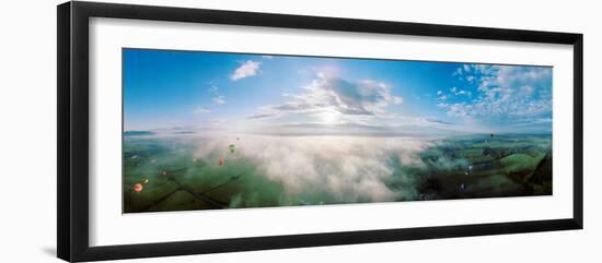 Hot Air Balloons Flying over Mountain, Adirondack Mountains, New York State, USA-null-Framed Photographic Print