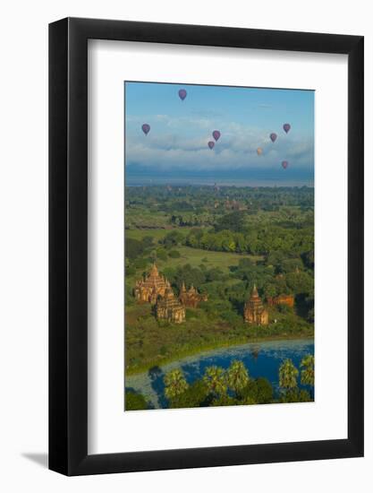 Hot air balloons, morning view of the temples of Bagan, Myanmar.-Michele Niles-Framed Photographic Print
