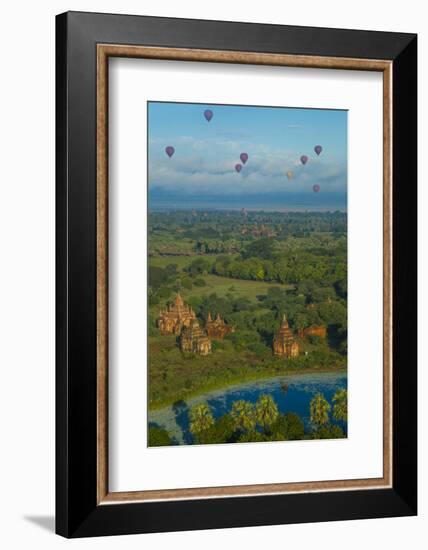 Hot air balloons, morning view of the temples of Bagan, Myanmar.-Michele Niles-Framed Photographic Print