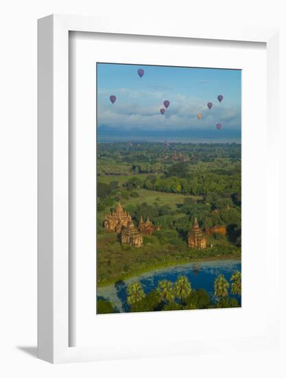 Hot air balloons, morning view of the temples of Bagan, Myanmar.-Michele Niles-Framed Photographic Print