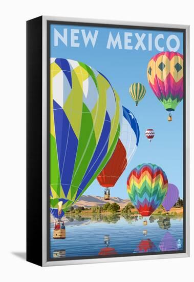 Hot Air Balloons - New Mexico-Lantern Press-Framed Stretched Canvas