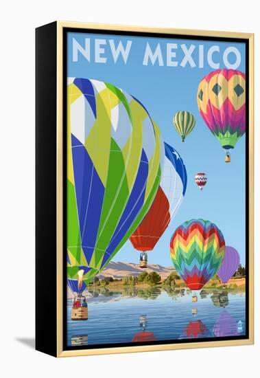 Hot Air Balloons - New Mexico-Lantern Press-Framed Stretched Canvas