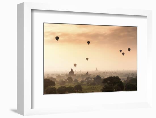 Hot Air Balloons over the Temples of Bagan (Pagan), Myanmar (Burma), Asia-Jordan Banks-Framed Photographic Print