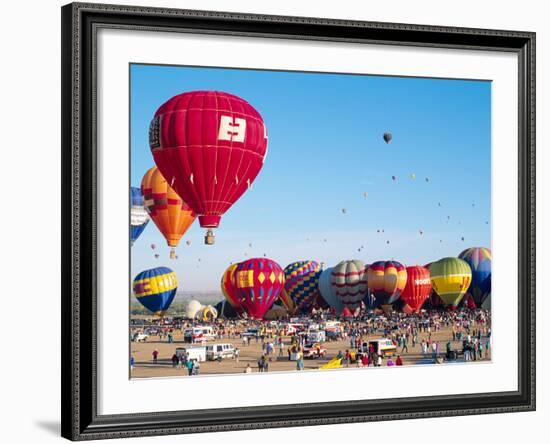 Hot Air Balloons Take Flight, Albuquerque, New Mexico, Usa-Charles Crust-Framed Photographic Print