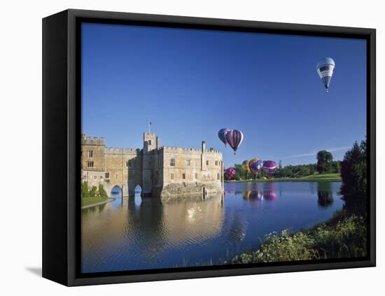 Hot Air Balloons Taking Off from Leeds Castle Grounds, Kent, England, United Kingdom, Europe-Nigel Blythe-Framed Premier Image Canvas