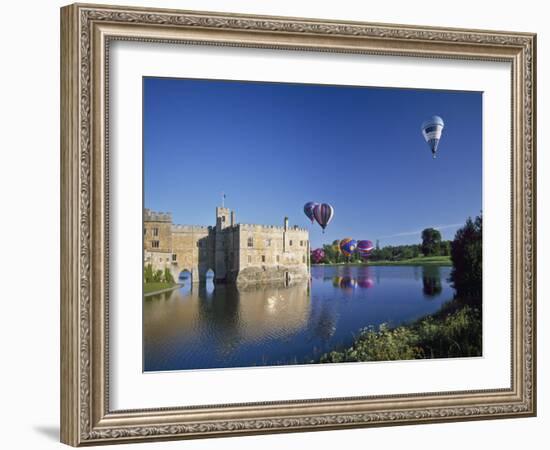 Hot Air Balloons Taking Off from Leeds Castle Grounds, Kent, England, United Kingdom, Europe-Nigel Blythe-Framed Photographic Print