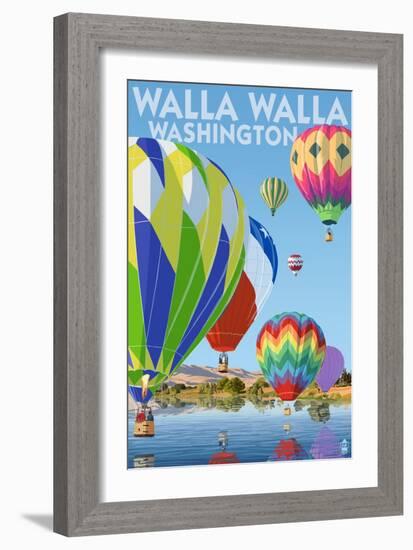 Hot Air Balloons - Walla Walla, Washington-Lantern Press-Framed Art Print