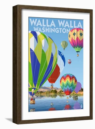 Hot Air Balloons - Walla Walla, Washington-Lantern Press-Framed Art Print