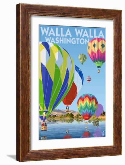 Hot Air Balloons - Walla Walla, Washington-Lantern Press-Framed Art Print