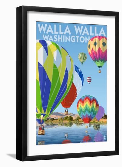 Hot Air Balloons - Walla Walla, Washington-Lantern Press-Framed Art Print