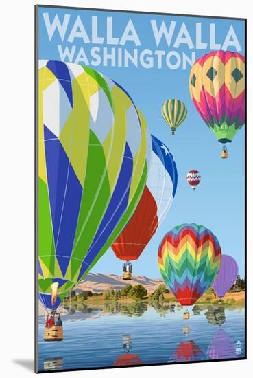 Hot Air Balloons - Walla Walla, Washington-Lantern Press-Mounted Art Print