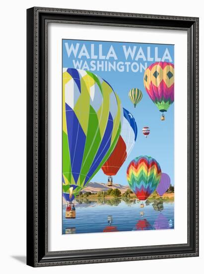 Hot Air Balloons - Walla Walla, Washington-Lantern Press-Framed Art Print