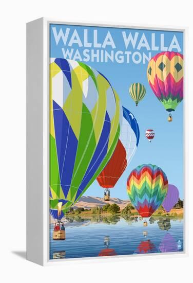 Hot Air Balloons - Walla Walla, Washington-Lantern Press-Framed Stretched Canvas