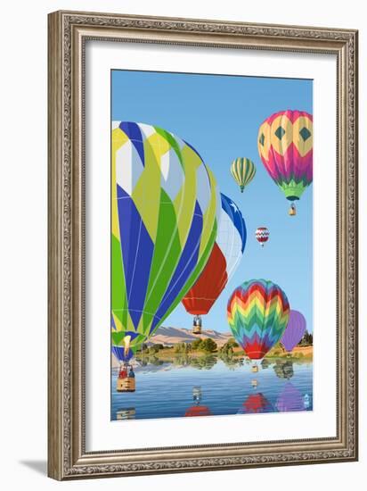 Hot Air Balloons-Lantern Press-Framed Art Print