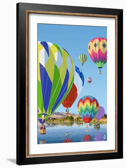 Hot Air Balloons-Lantern Press-Framed Art Print