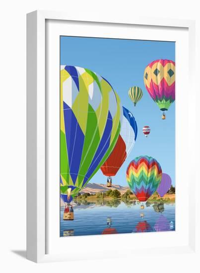 Hot Air Balloons-Lantern Press-Framed Art Print