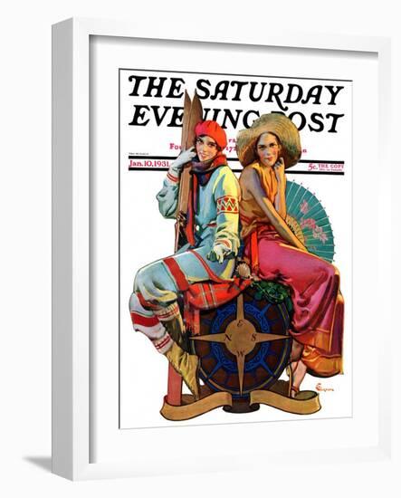 "Hot and Cold Vacations," Saturday Evening Post Cover, January 10, 1931-Elbert Mcgran Jackson-Framed Giclee Print