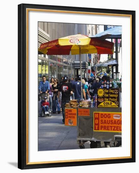 Hot Dog and Pretzel Stand, Manhattan, New York City, New York, USA-Amanda Hall-Framed Photographic Print