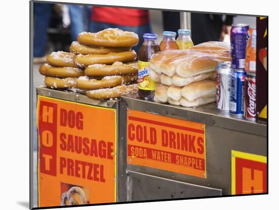 Hot Dog and Pretzel Stand, Manhattan, New York City, New York, USA-Amanda Hall-Mounted Photographic Print