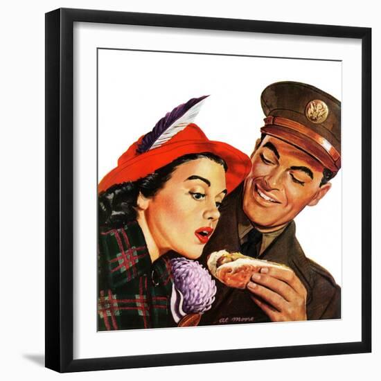 "Hot Dog for a Hot Date," October 10, 1942-Al Moore-Framed Giclee Print